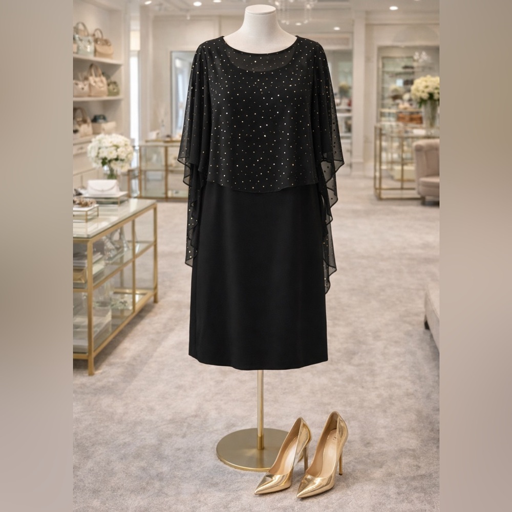 Stunning Black Dress with Gold Details